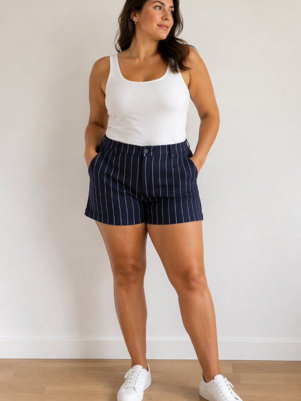503 - Banana Republic Navy & White Pinstripe Shorts | Size 12
